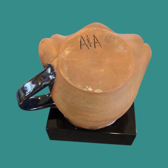 Signed Whimsical Retro Kitty Cat Vintage Mug Handmade A&A Studio Pottery Cup - Picture 9 of 11